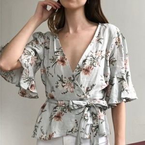 Zara Floral Wrap Blouse